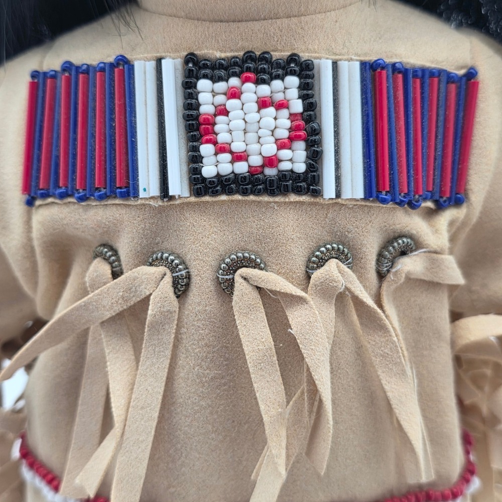 Vtg Hamilton‎ Collection Native American Doll Little Cloud 15" Tan Beaded Fringe - Picture 16 of 16